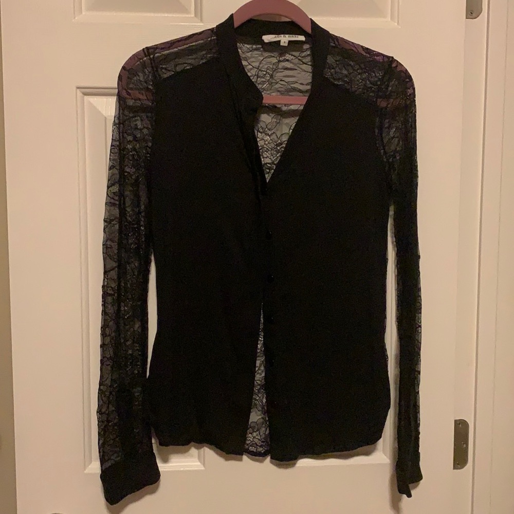 Lace button up top with long sleeves
